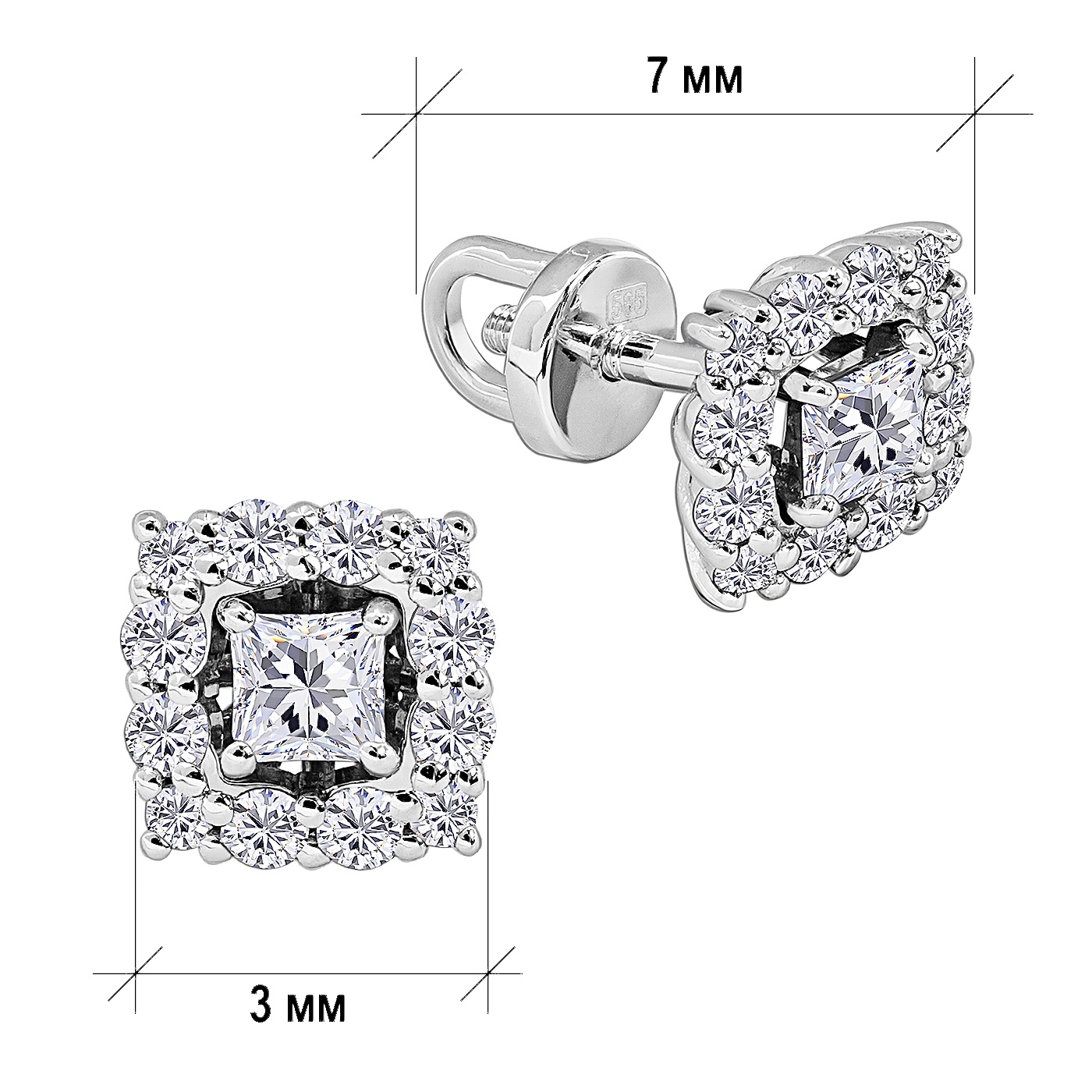 картинка Пусеты с бриллиантами из белого золота, 10508439