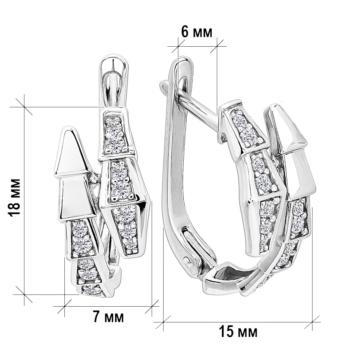 картинка Серьги "Змеи" из белого золота, 10487847