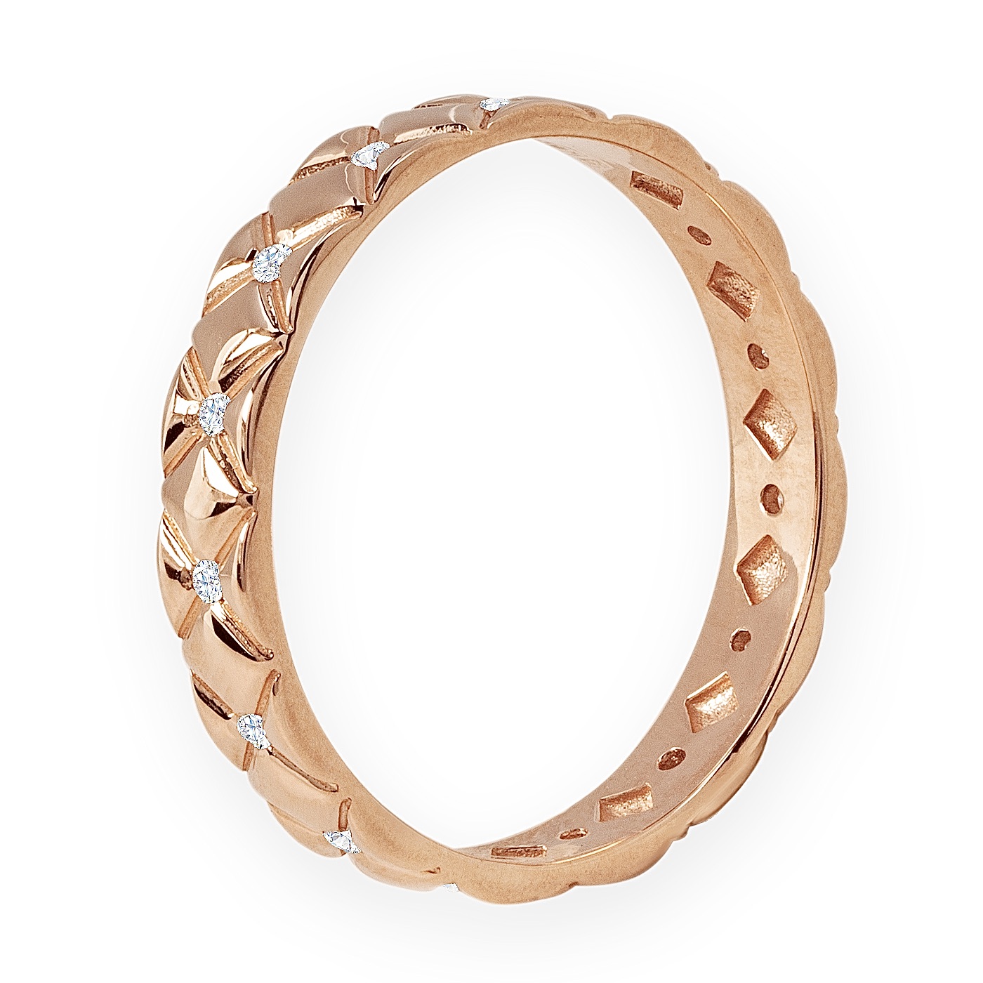 картинка Каблучка із червоного золота з фіанітами, 10515050