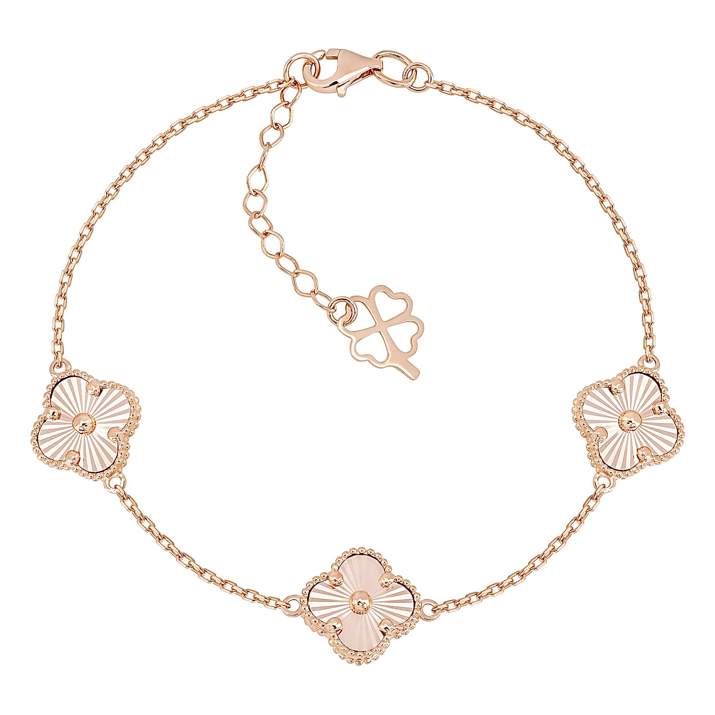 картинка Браслет з червоного золота "Конюшина" з алмазною гранню, 10539250